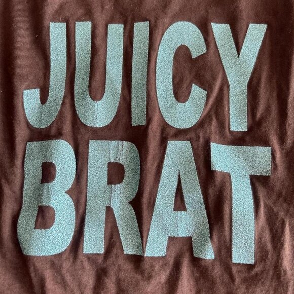 RARE Vintage Juicy Couture "Juicy Brat" Long Sleeve Top with Glitter Text - Picture 2 of 4